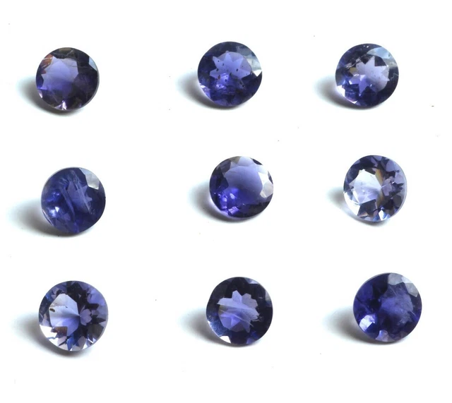 Iolite naturelle, coupe ronde, facettes, pierre précieuse ample AAA pour...