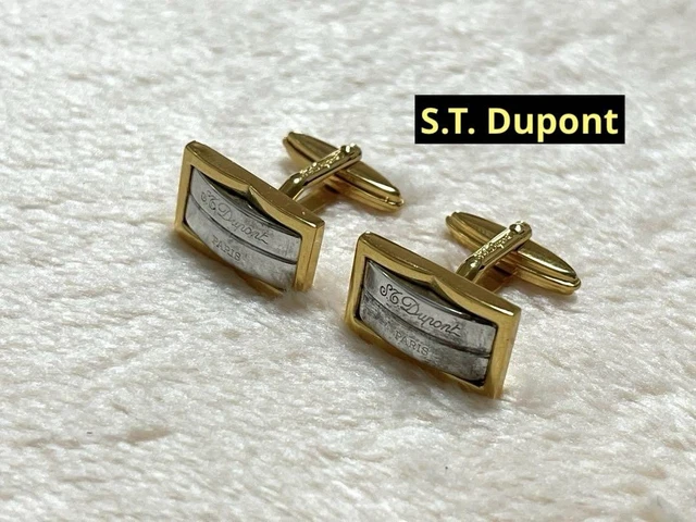 Boutons De Manchette Vintage Saint Dupont Paris - Acier Inoxydable - Occasion Très Bel État