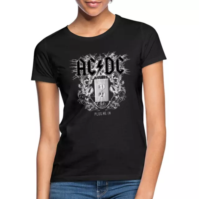 AC/DC Logo Mit Steckdose Plug Me In Videoalbum Frauen T-Shirt