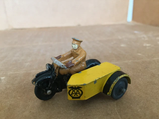 Dinky Toys 44B - Motocyclette AA Patrol Avec Side-car - Jaune - Vintage UK