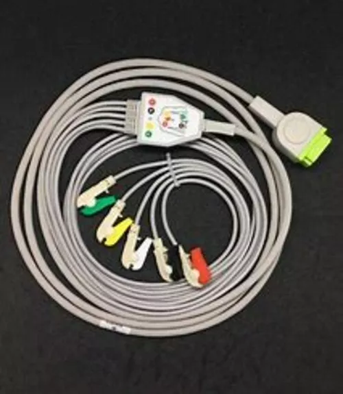 5 Lead GE ECG Monitoring Cable(Clip) Compatible with Eagle Systems Free Ship New
