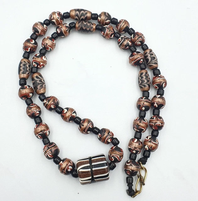 VINTAGE Venerano ART Fancy Beads Aventurine GLASS BEADS Necklace -VN61