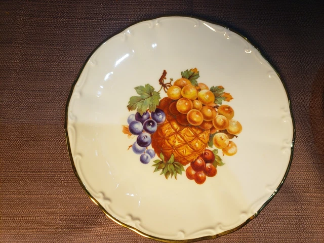 4 Bareuther Waldsassen Bavaria Germany MCM 7.75" Fruit Theme Lunch Plates Set244