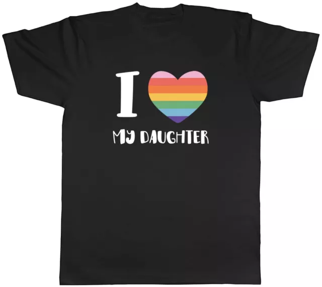 Pride Rainbow Heart Mens T-Shirt I Love my Daughter LGBTQ+ Unisex Tee Gift