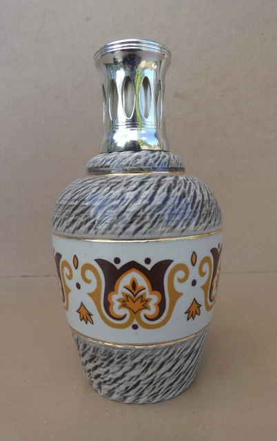 Ancienne lampe BERGER porcelaine FLEURS & FRUITS à catalyse