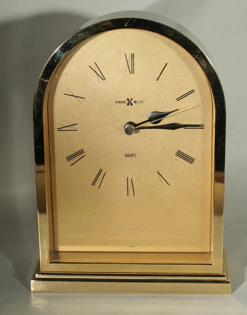 1986 HOWARD MILLER Arch Mantel Shelf Desk Quartz Brass Clock JAPAN
