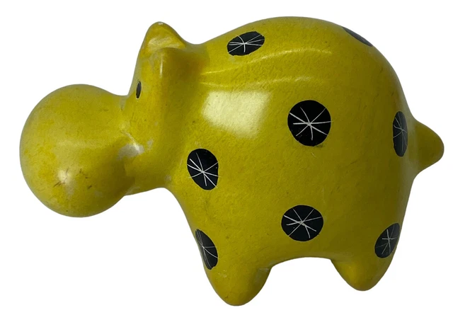 Soapstone Hippopotamus Hand Carved Chartreuse Figurine