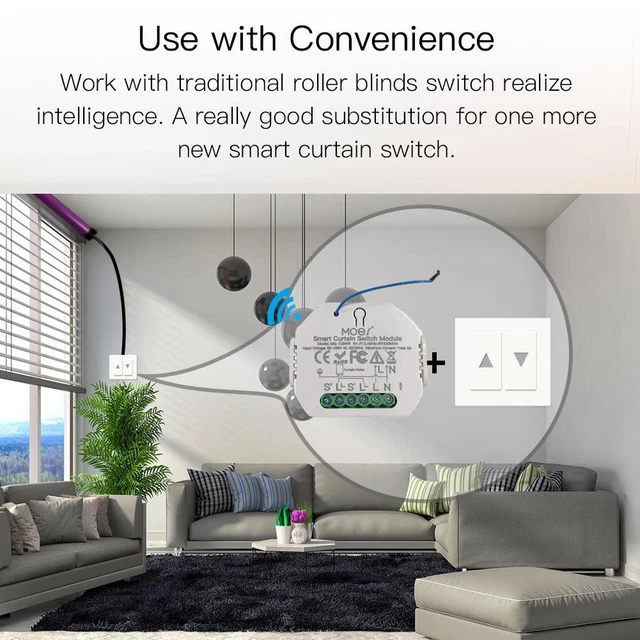 Tuya Smart Voice Control Roller Shutter Blinds Motor WiFi Curtain Switch Module