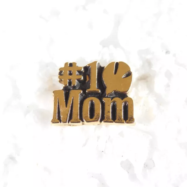 Vintage #1 Mom Number One Mom Dove Bird Gold tone Pinback Lapel Hat Pin
