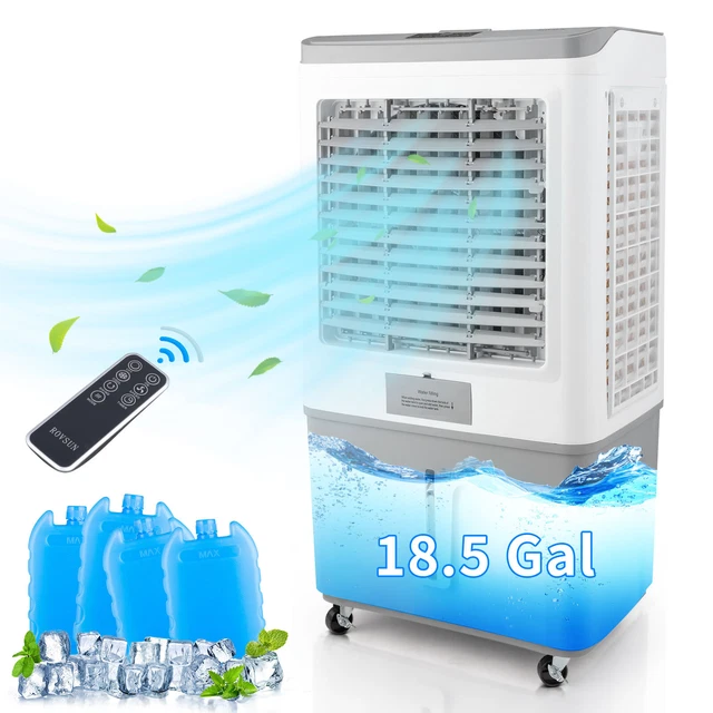 18.5Gallon Swamp Cooler Portable Evaporative Air Cooler 4 Ice Box Remote Timer