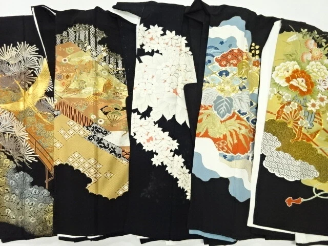 40927# Japanese Kimono / Antique Tomesode / Set Of 5
