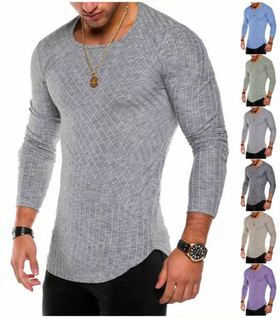 Men's Fashion Slim Fit O Neck Long Sleeve Muscle Tee T-shirt Casual Tops Blouse