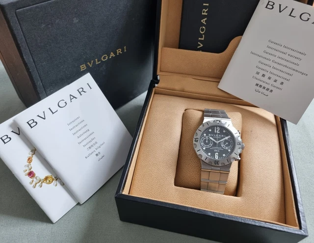 Bulgari Diagono Scuba Chronograph SCB38S Steel Mm 38 Black Dial Automatic Full
