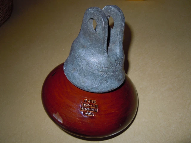Vintage 1955 Brown "Locke" Ceramic And Iron High Voltage (10,000 Lbs) Insulator