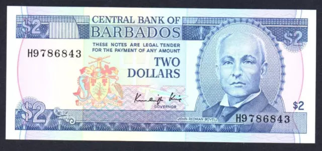 ND. 1986 BARBADOS $2 Dollars Banknote, P-36, UNC