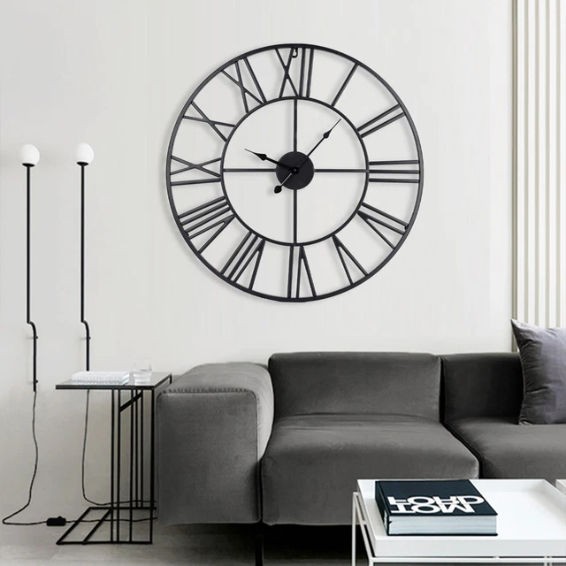 60CM ROUND EXTRA Large Roman Numerals Skeleton Wall Clock Big Giant ...