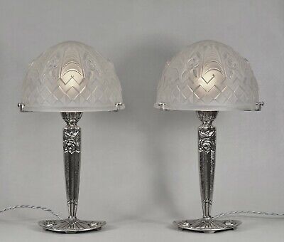 PIERRE GILLES : pair of FRENCH 1930 ART DECO LAMPS ....... lamp degué era france