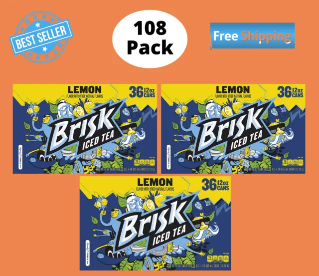 Lipton Brisk Lemon Iced Tea, 108 pack./12 oz (No Ship To CA)