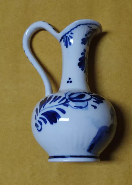 Krug Kleine Vase mit Henkel   blau delfts blue  Handwerk Höhe ca 12cm