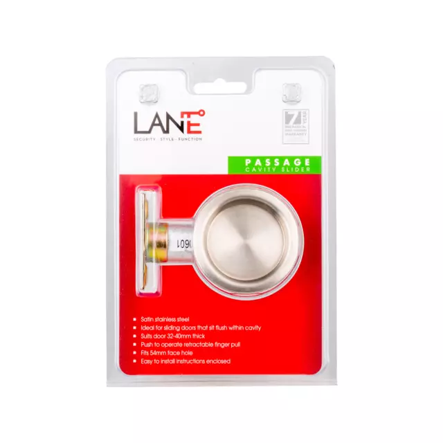 Lane Satin Chrome Round Sliding Cavity Door Lock