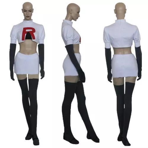 Pokemou Team Musashi Rocket Jessie Cosplay Costume White R Suit Custom