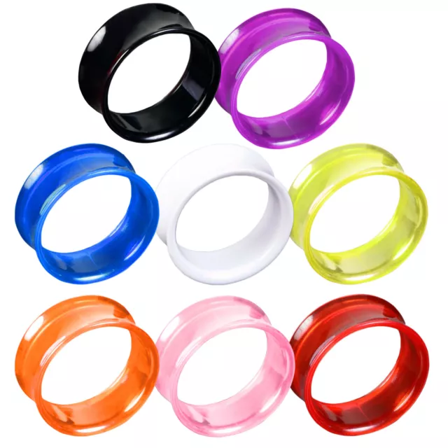 3-20mm Tunnel Oreille Acrylique Double Flared Transparent Fluo Tube Plug Z159