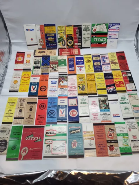 61 Different Tire Texaco,76 66 Kendall Sinclair Station gas Oil Matchbook Covers