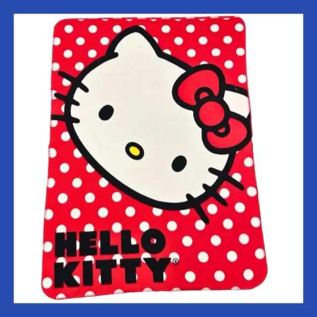❤️Sanrio Hello Kitty Polka Dot Red Throw Fleece Blanket 50"x60”❤️