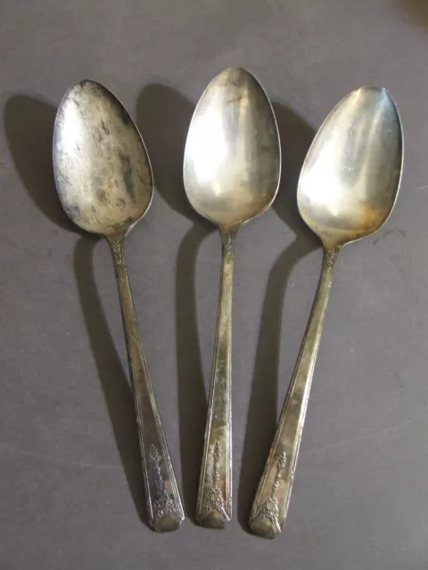 Lot Of 3 Oneida Community Silverplate Milady 1940 Serving Tablespoons(Sp-27)