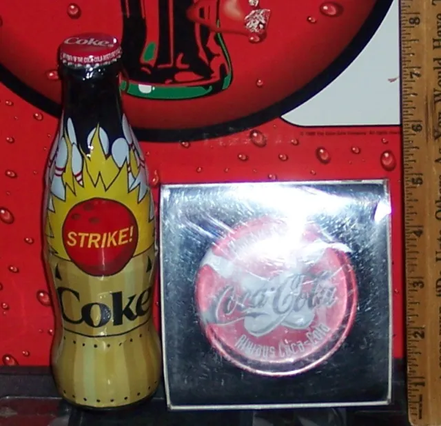2012 World Of Coca Cola  Bowling 8Oz  Wrapped Coke Bottle & Bowling Paperweight