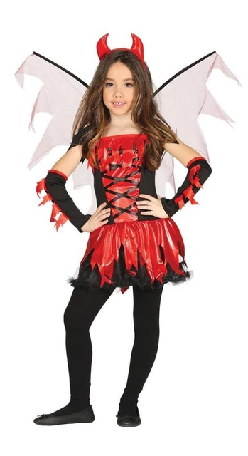 COSTUME DIAVOLO DIAVOLESSA bambina vestito rosso demone carnevale