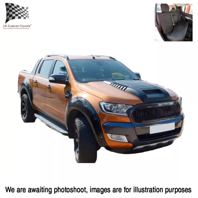 Ford Ranger Wildtrack Arrière Seat Housses sur Mesure (2022 A Partir) Noir 1192