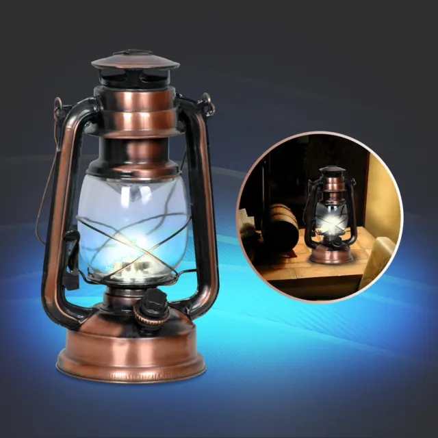 EAXUS® LED Garten-Laterne Camping Sturm Windlicht Kupfer Retro Leuchte Öl Lampe
