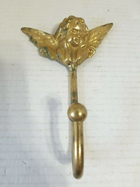 Brass Angel / Cherub Coat Hat Hook Wall Hanger