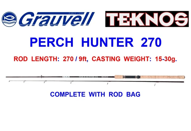 CLEARANCE GRAUVELL TEKNOS PERCH HUNTER 2pc 9ft CARBON LURE ROD