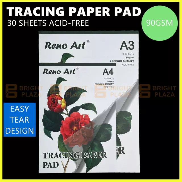 Tracing Paper Pad Book A4 A3 90GSM 30 Sheets Sketching Overlay Drawing Art Craft