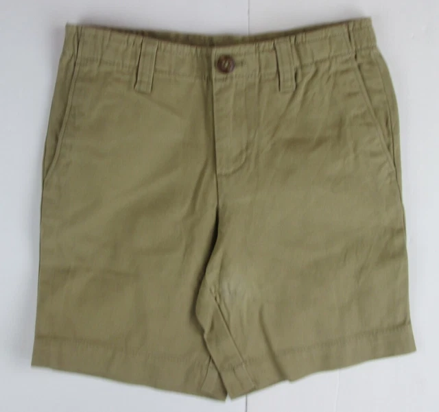 LANDS END Light Beige School Uniform Flat Front Cotton Cadet Shorts Boys 6 NEW