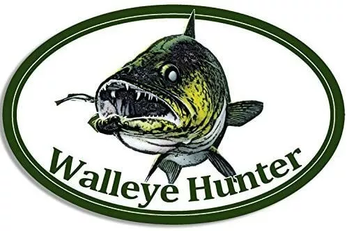 3X5 INCH OVAL Walleye Hunter Sticker - Fish Fishing Canada