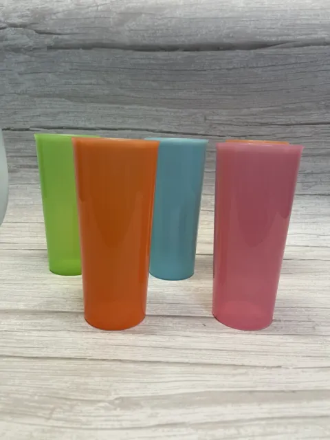 Tupperware Tall Pastel Tumblers Cups 16 oz #107 Set of  5 Vintage 6 1/2"