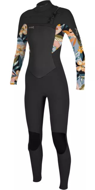 O'Neill Girls Epic 4/3mm Chest Zip GBS Wetsuit - Black / Demiflor