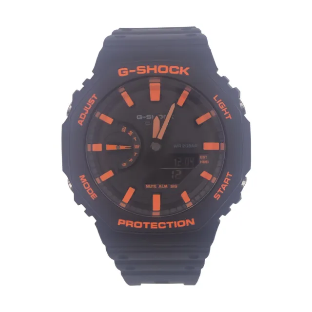 Casio G Shock GA 2100 Black Full Orange Index Dial Custom MODS Hand Painted 45mm