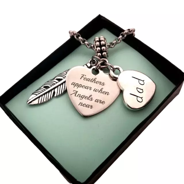 Dad Father Memorial Loss Angel charm pendant bracelet necklace