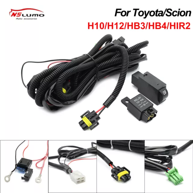 For Fog Lights Scion Toyota 86 H10 H12 Relay Harness Wire Kit+LED ON/OFF Switch