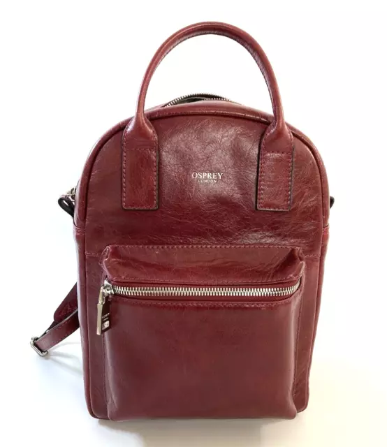 OSPREY LONDON BURGUNDY Red Leather Small Mini Grab Backpack Bag 5.99 PicClick UK