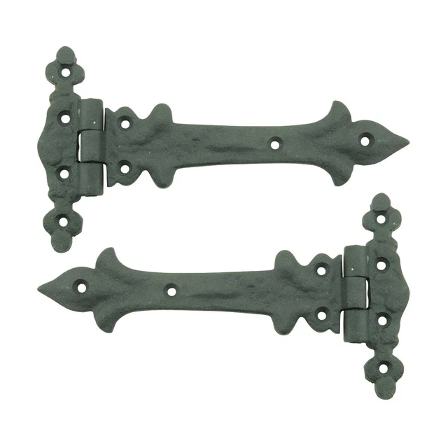 Black Wrought Iron Door Strap Hinge Rust Resistant Flush Mount Pack of 2 Hinges