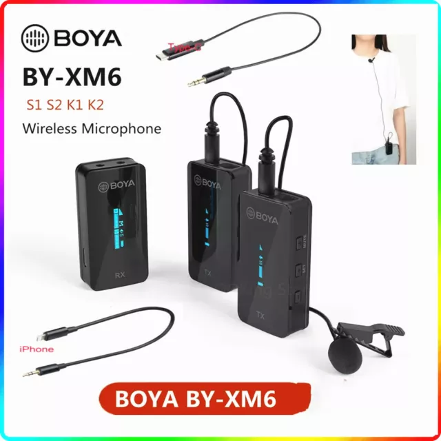 BOYA BY-XM6 S1 S2 K1 K2 100m/328ft AFH Wireless Microphone System+Charging Case
