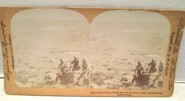 1900 Stereoscope Stereo View Card  "CAMP BRITISH 7TH DIV--BLOEMFONTEIN So Af"