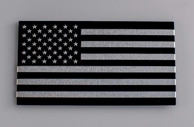 3D METAL American Flag Sticker Decal Emblem Bike, Auto, Truck, Black & Silver