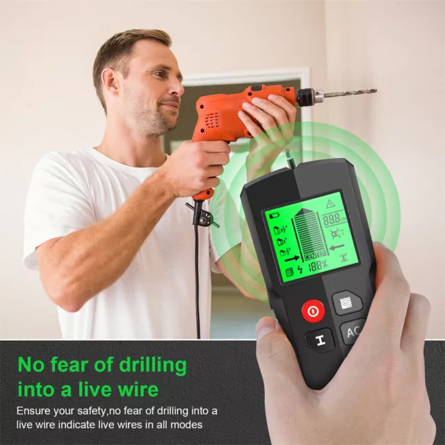 5in1 Stud Finder Wall Metal Detector Backlight AC Live Wire Scanner Wood Checker