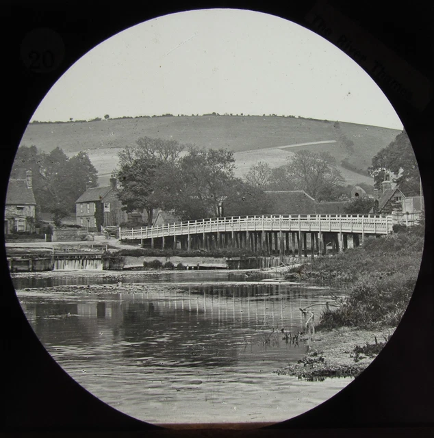 Glass Magic Lantern Slide STREATLEY BRIDGE C1890 OLD VICTORIAN PHOTO THAMES